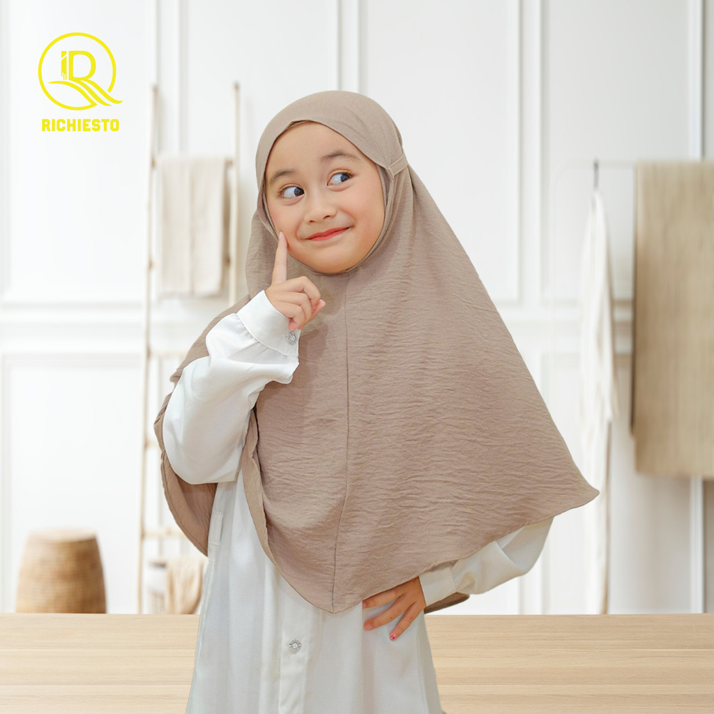 Jilbab Anak Bergo Maryam Crinkle Airflow Non Ped Usia 3-12 Tahun