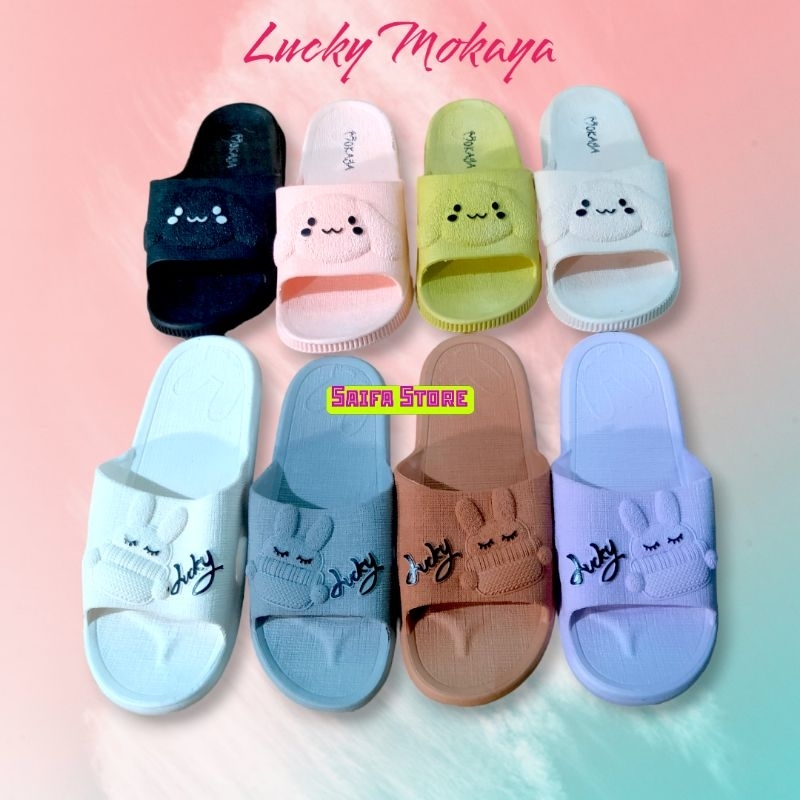 sandal slop wanita Lucky dan bear mokaya