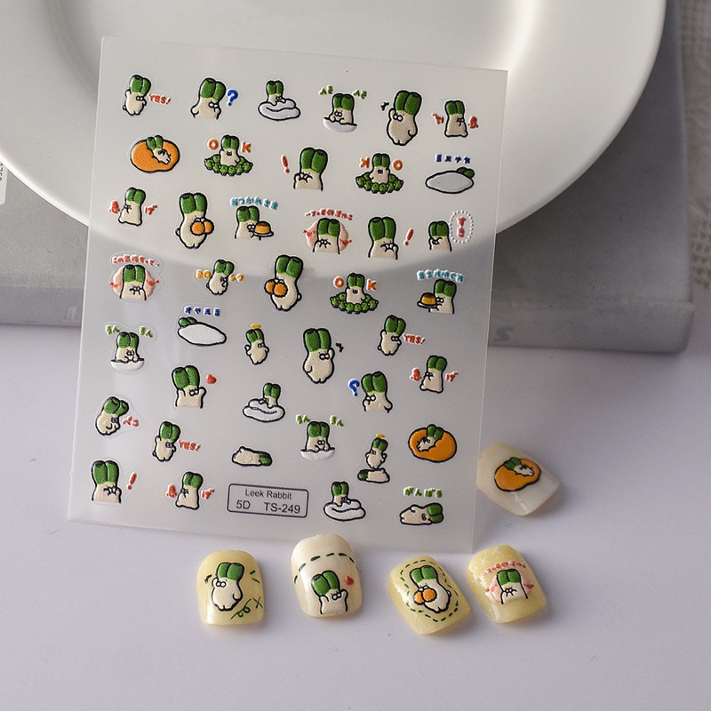 Sticker Kuku Motif Lucu Monster Hunt Lobak Wuba Cute Korea Animasi 5D / 3D Timbul Emboss Sticker Kuk
