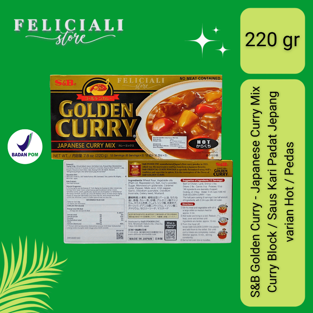 

S&B Golden Curry - Japanese Curry Mix Hot - Curry Block - Saus Kari Padat - 220 gr