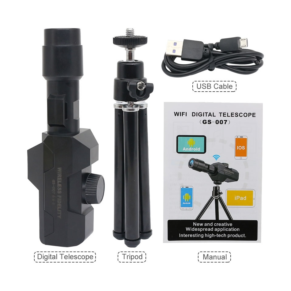 Digital Telescope 70X WiFi - Teleskop Monokuler Zoom 70x FREE TRIPOD - Terkoneksi ke Smartphone via APP