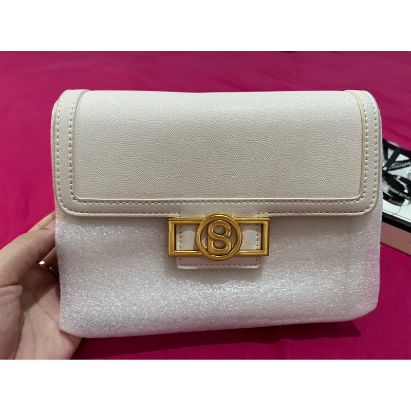 (Preloved) Tas wanita izzy shoulder bag merek BUTTONSCARVES warna ivory