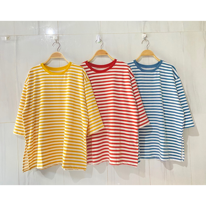 9435 atasan kaos wanita salur kaos babyterry oversize atasan wanita oversize atasan jumbo