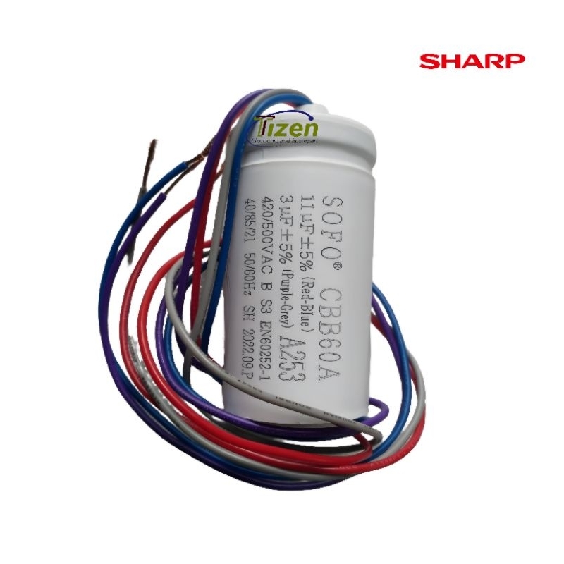 Capasitor Mesin Cuci Sharp 11uf + 3uf A235 Original