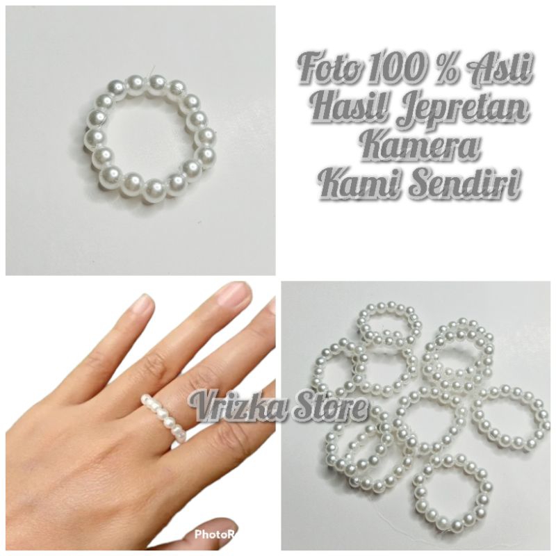 ( 3 PCS ) CINCIN MUTIARA  KECIL PUTIH | CINCIN MANIK FASHION | CINCIN MANIK ELASTIS