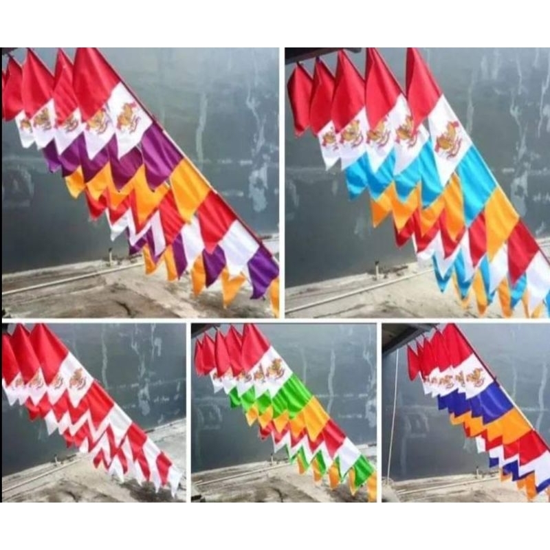 Umbul Umbul Garuda Warna Warni Bahan Kain Peles Premium