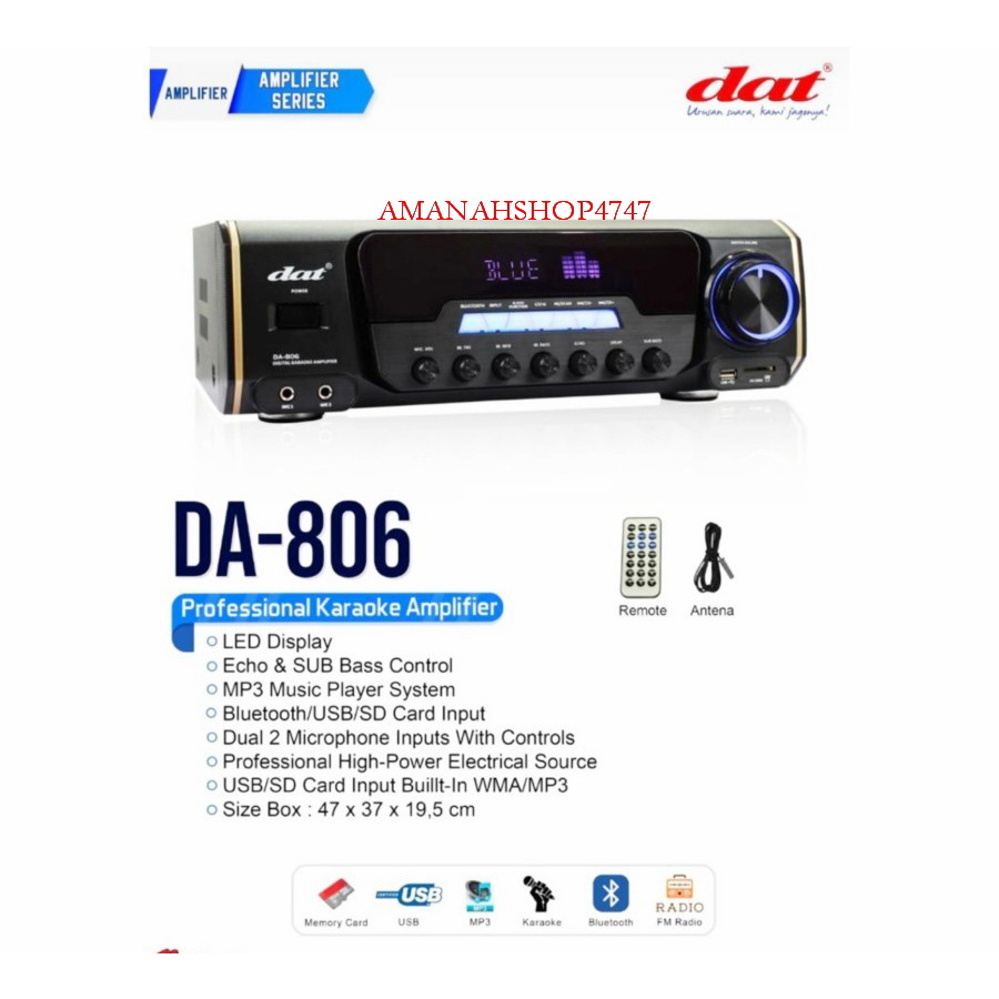 Amplifier DAT DA 806  DA806 Original Bluetooth - USB