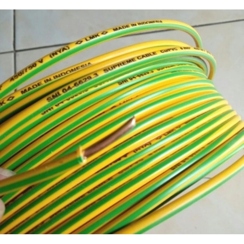 Kabel NYA Kawat Tunggal Batangan 6mm Kuning, Merah, Biru, Hitam