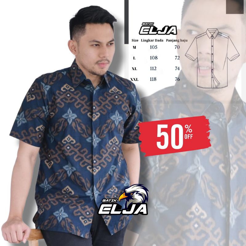 Batik Pria Lengan Pendek ELJA Terlaris Bahan kualitas Premium Modern