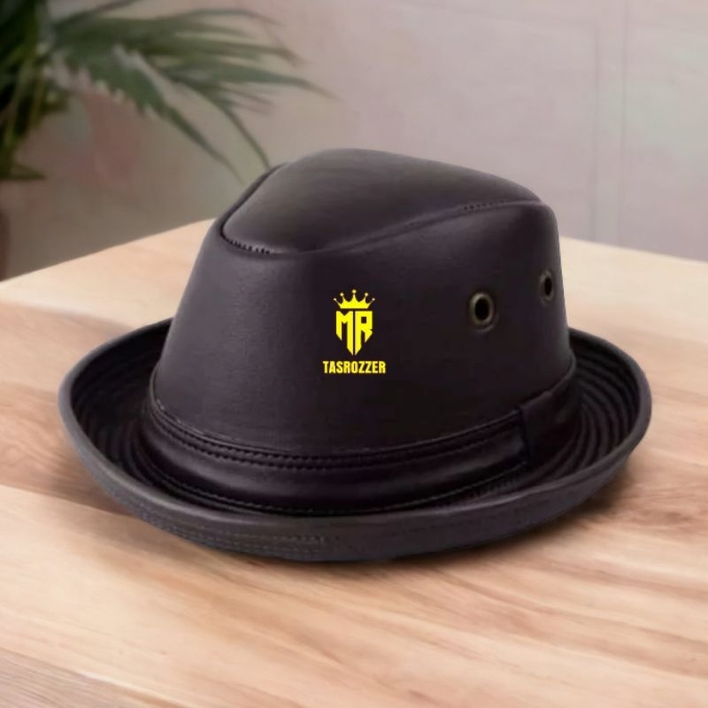 Topi tompi fedora kulit asli kualitas super l tompi kulit