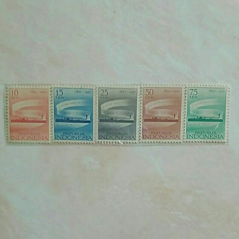 

(AC) Perangko Indonesia 1957 100 Tahun Telegram Set Lengkap 5pcs Mint