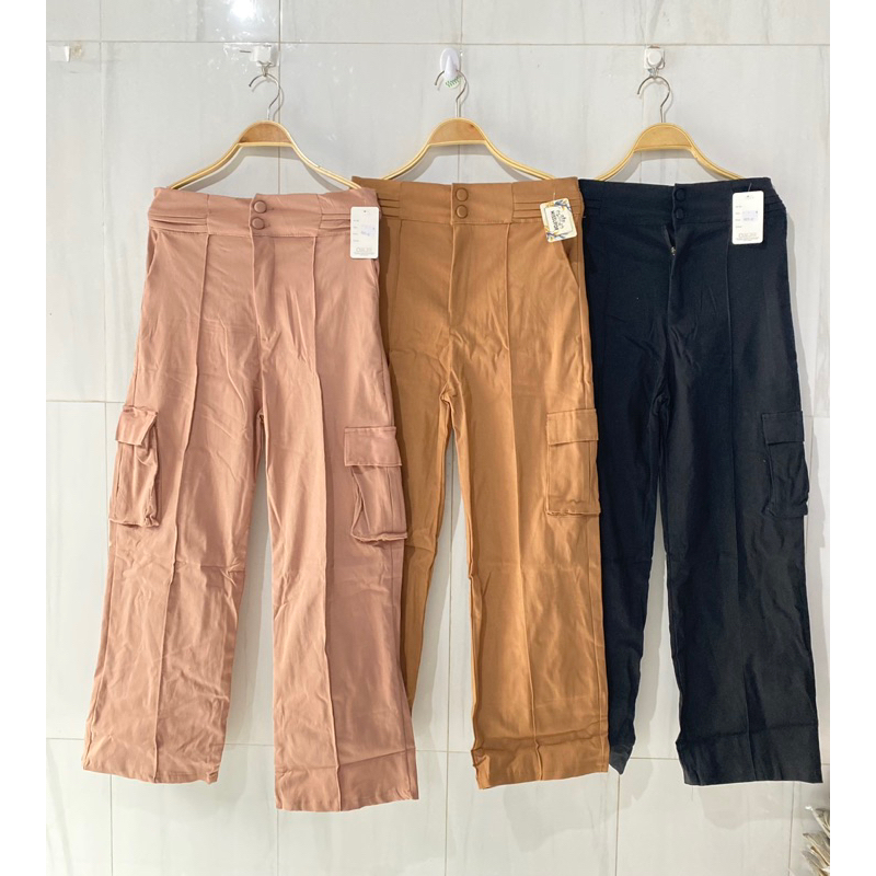 celana kulot cargo wanita twill premium