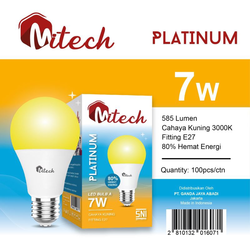 MITECH PLATINUM LAMPU LED A BULB 7W 7 WATT SNI