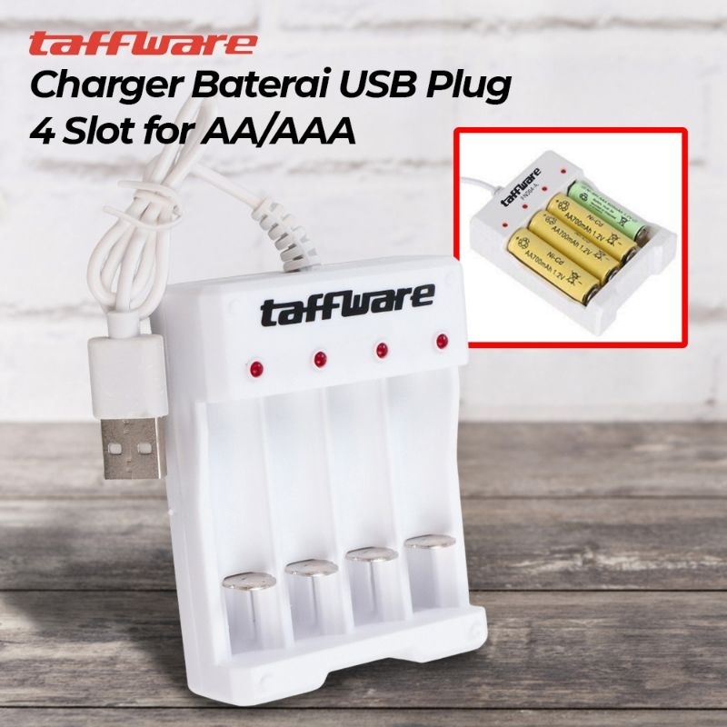 Charger baterai AA / AAA Taffware 4 slot USB plug