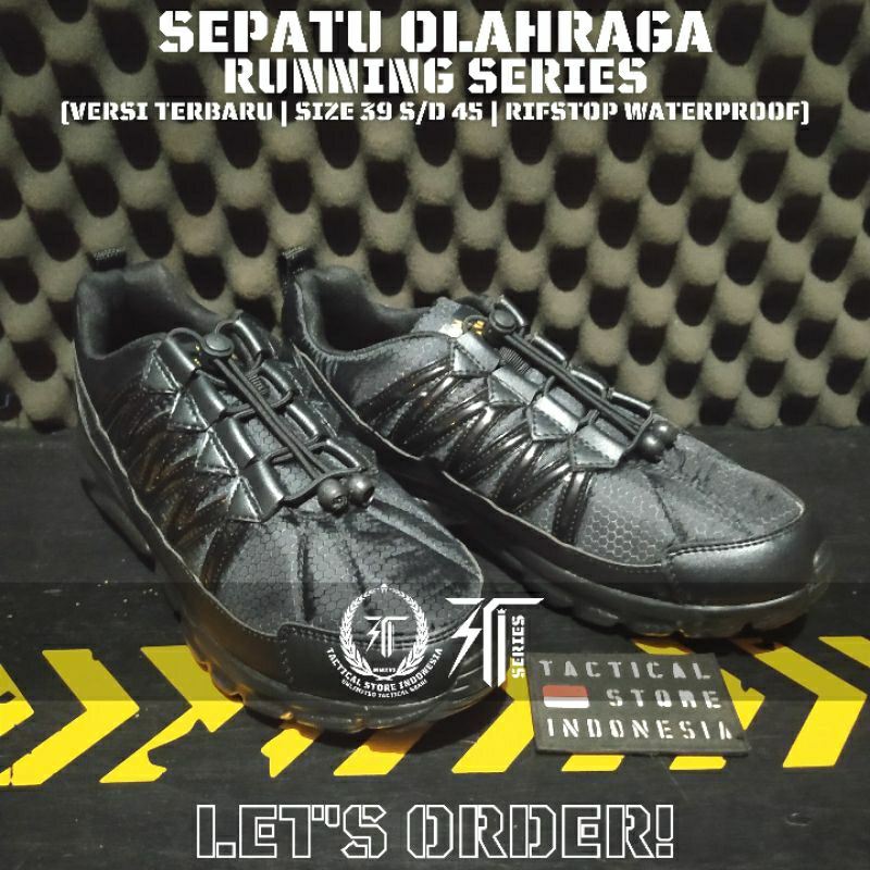 ORIGINAL - Sepatu Olahraga Running Exduma Super Black - Sepatu Olahraga TNI Polisi Brimob