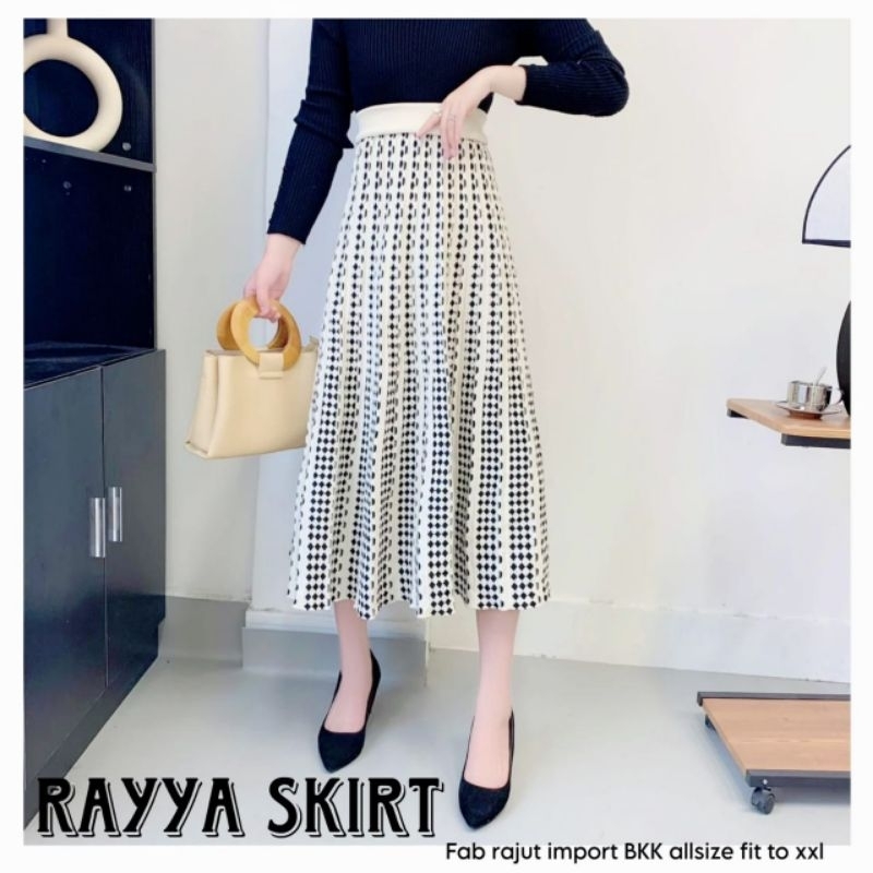 RAYYA SKIRT ROK RAJUT IMPORT BANGKOK BKK POLKADOT DOMINO