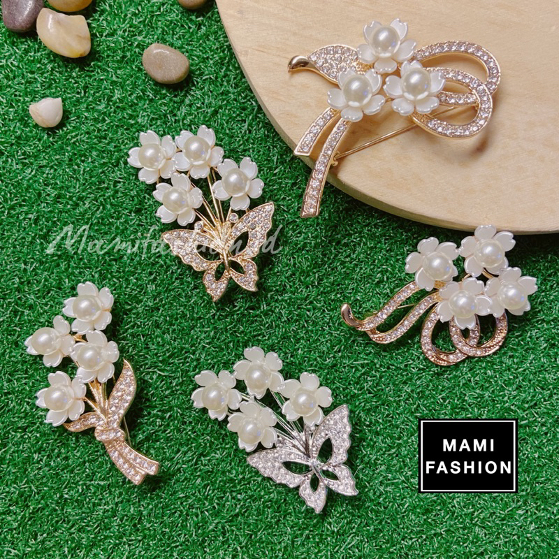 BROSS GUINEVER BUNGA KRISTAL / BROS HIJAB BUNGA MUTIARA / BROSS JILBAB KUPU KUPU / BROCH PERMATA / D