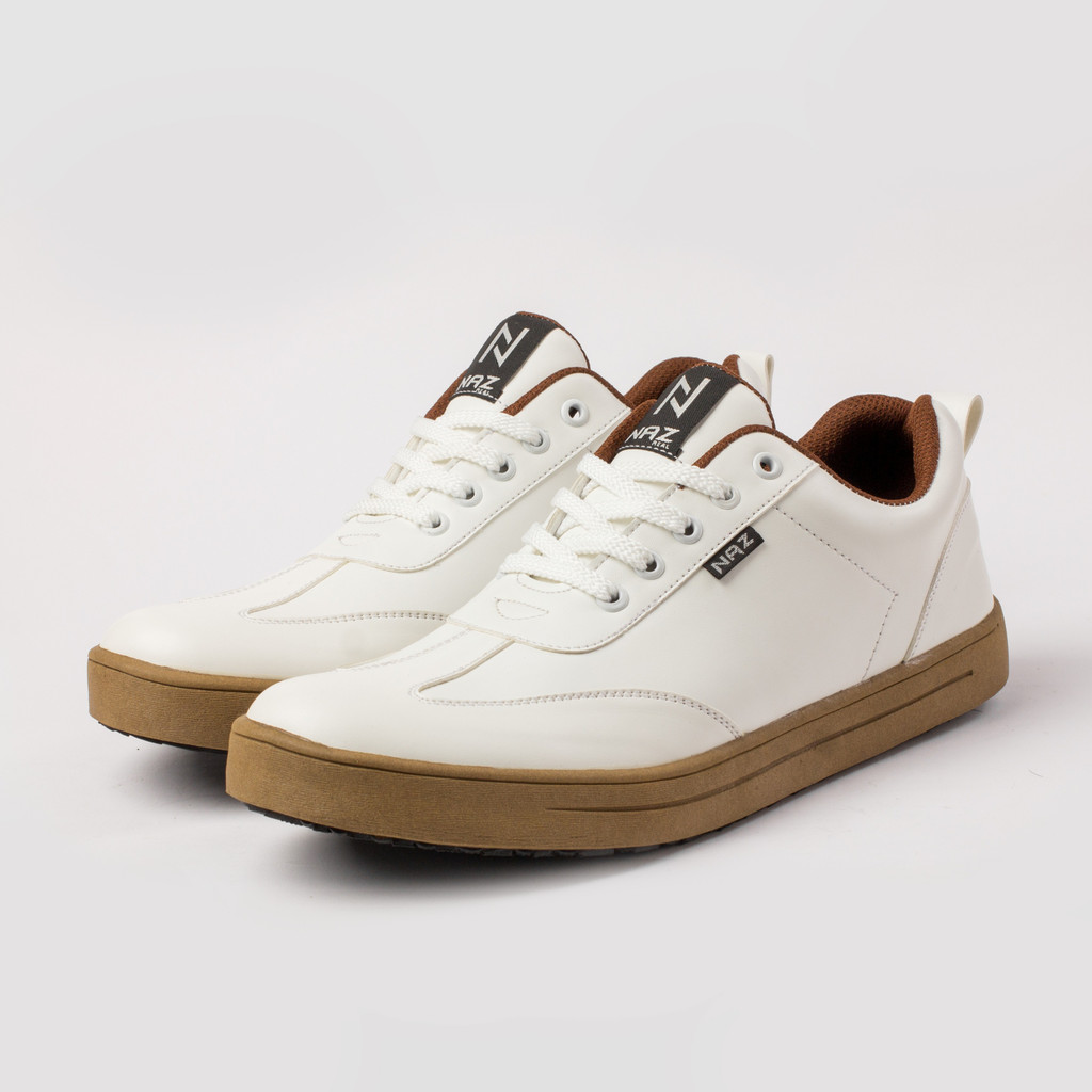 Sepatu Sneakers Pria Casual Naz Bolton White Shoes Kets Cowok Trendi Original Kuliah Kerja Travelling