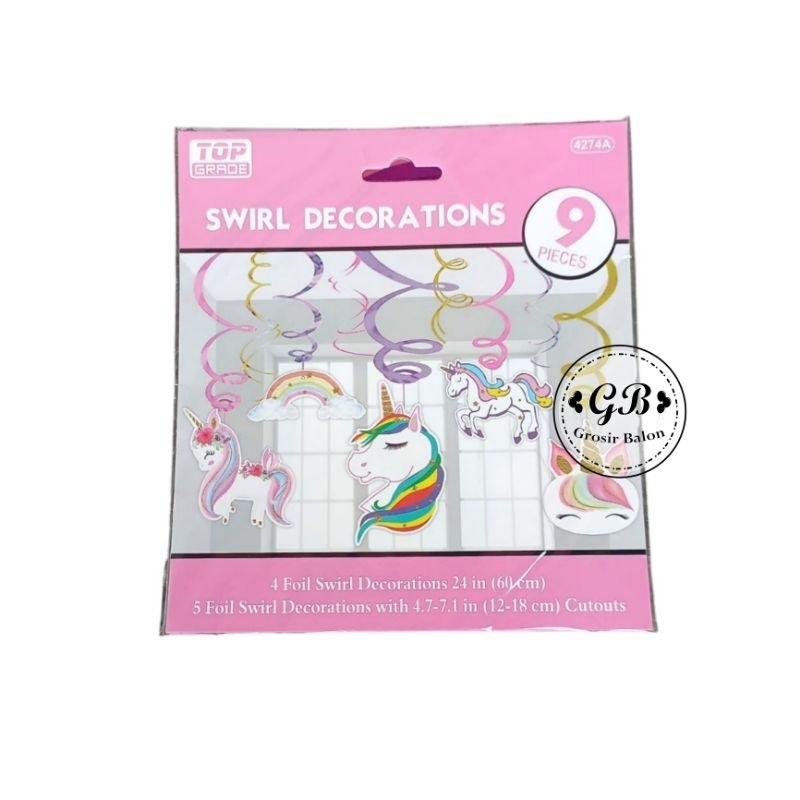 Dekorasi Unicorn / Spiral Unicorn / Dekorasi Ulang Tahun / Swirl Decorations