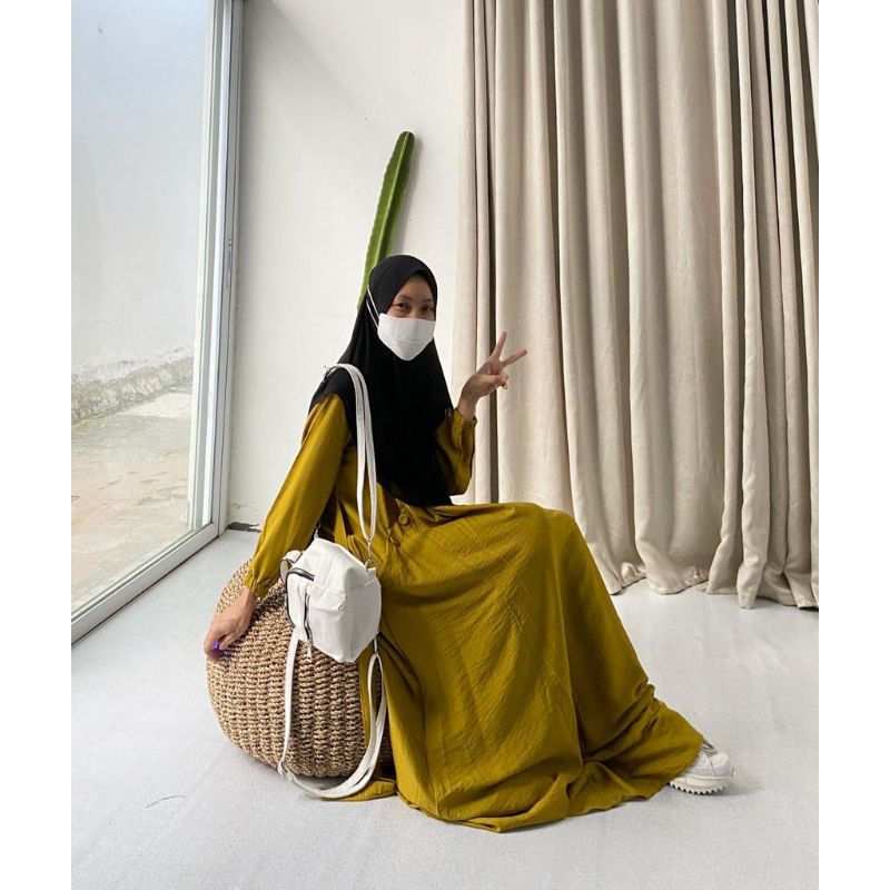 BASMA ABAYA || Abaya POLOLINEN Premium Import Polos Bigsize || PB 140 cm