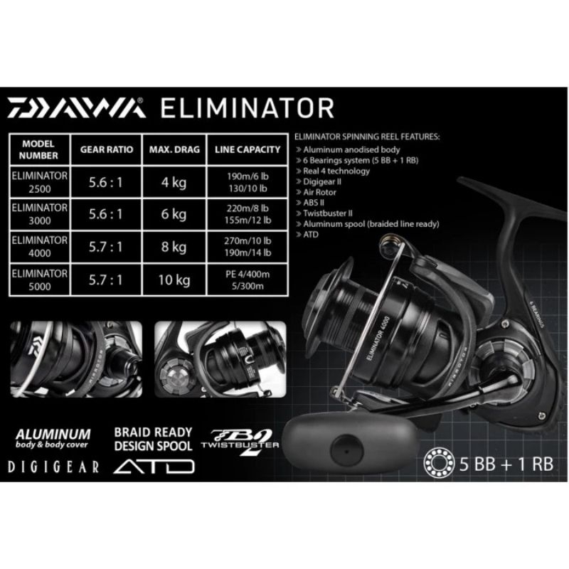 REEL SPINNING DAIWA ELIMINATOR 2018