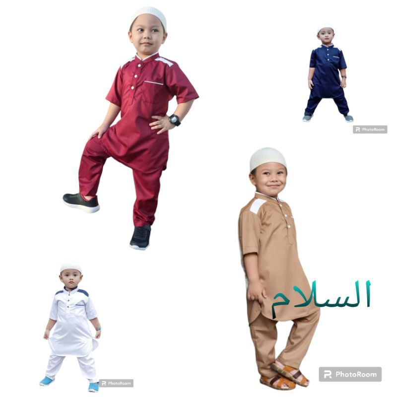 setelan kurta anak baju Koko kurta anak laki-laki fashion muslim lengan pendek dan panjang