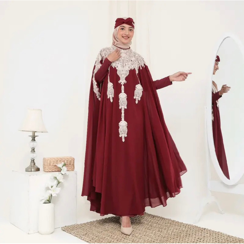 KAFTAN MEWAH CERUTY ARMANY PAYET FREE MANSET &amp; TURBAN