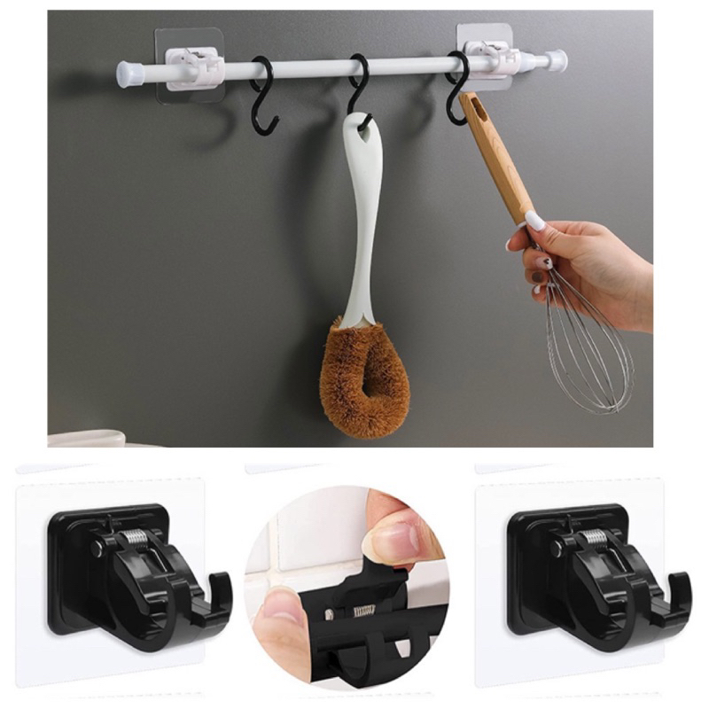 Pipa ajaib tiang tongkat fleksibel bracket , pengait tiang gorden, jepitan tiang gorden kolong dapur