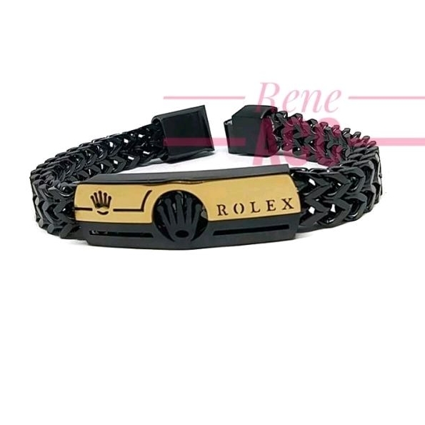 Gelang Rolex Titanium Pria Macho Black Gold