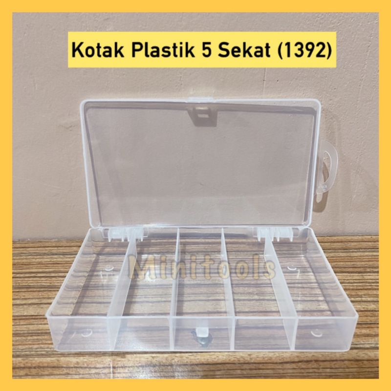 HARGA PER 2 PCS Kotak Plastik 5 Sekat / Kotak Perkakas Green Leaf 1392