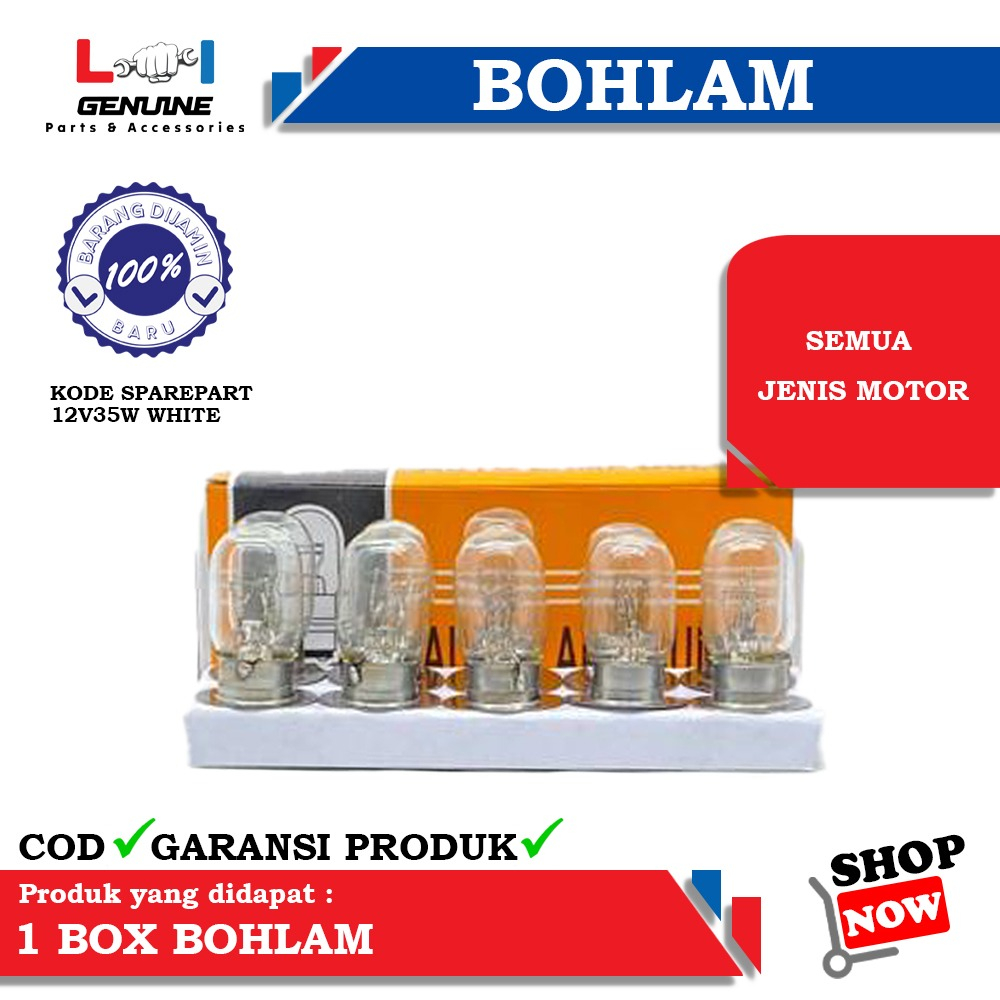 -LOI- LAMPU BOHLAM DEPAN STANDAR GRAND BEBEK MATIC 12V35W 1KAKI PER 10PCS