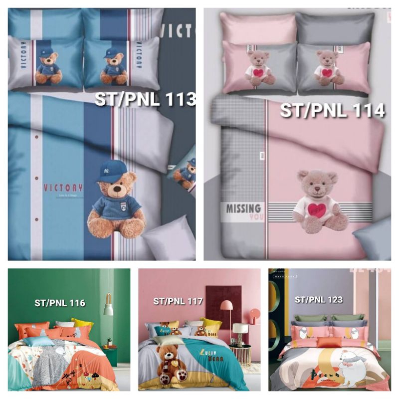 Sprei Katun Jepang Panel Motif Bear