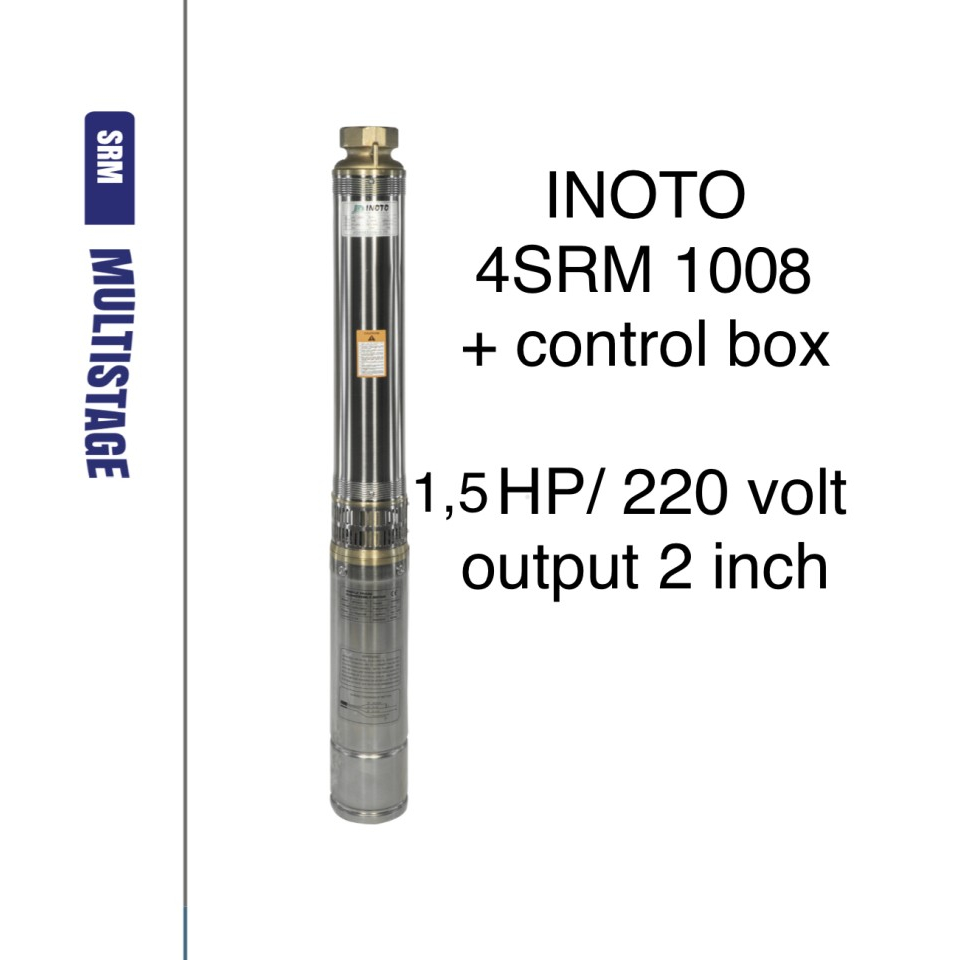 Pompa Submersible INOTO Casing Sumur 4 inch - 1.5 HP output 2" - INOTO 4SRM 1008 1,5 hp kabel pendek