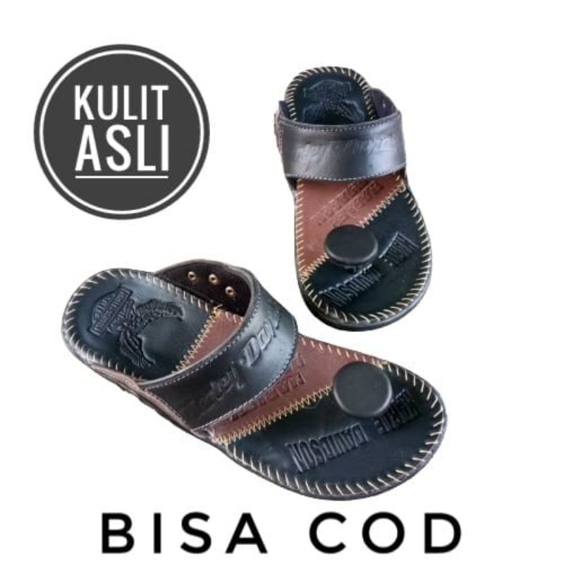 sandal kulit pria/sandal HarleyDavidson/sandal jamur/sandal japit/sandal kulit/sandal kasual/sandal cod/bayar ditempat/sandal termurah/terlaris