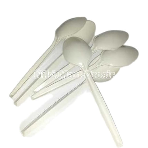 Sendok Plastik Putih / Garpu Plastik 6'pcs / Sendok Plastik Panjang Putih