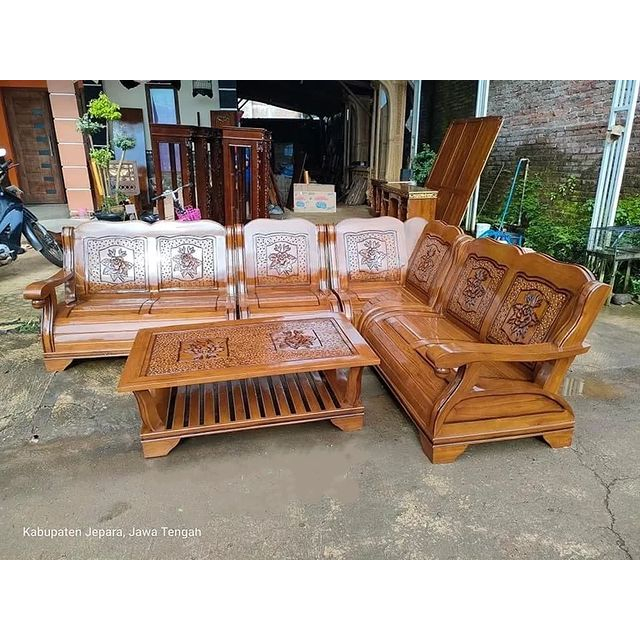 Kursi tamu sudut jati gajah jepara Furniture Mebel Jati Jepara