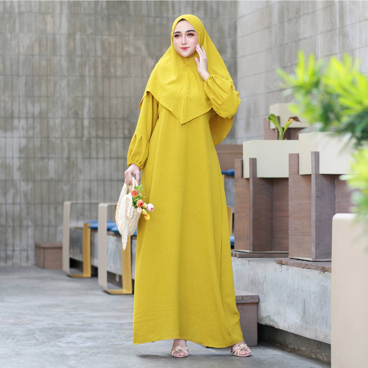 READY SET GAMIS KHIMAR CRINCLE IMPORT PREMIUM PAKAIAN WANITA Busui resleting Tali kanan kiri