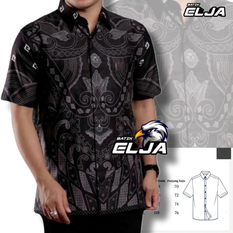 Baju Batik Pria Lengan Panjang Modern - Warna Biru Abu Ori