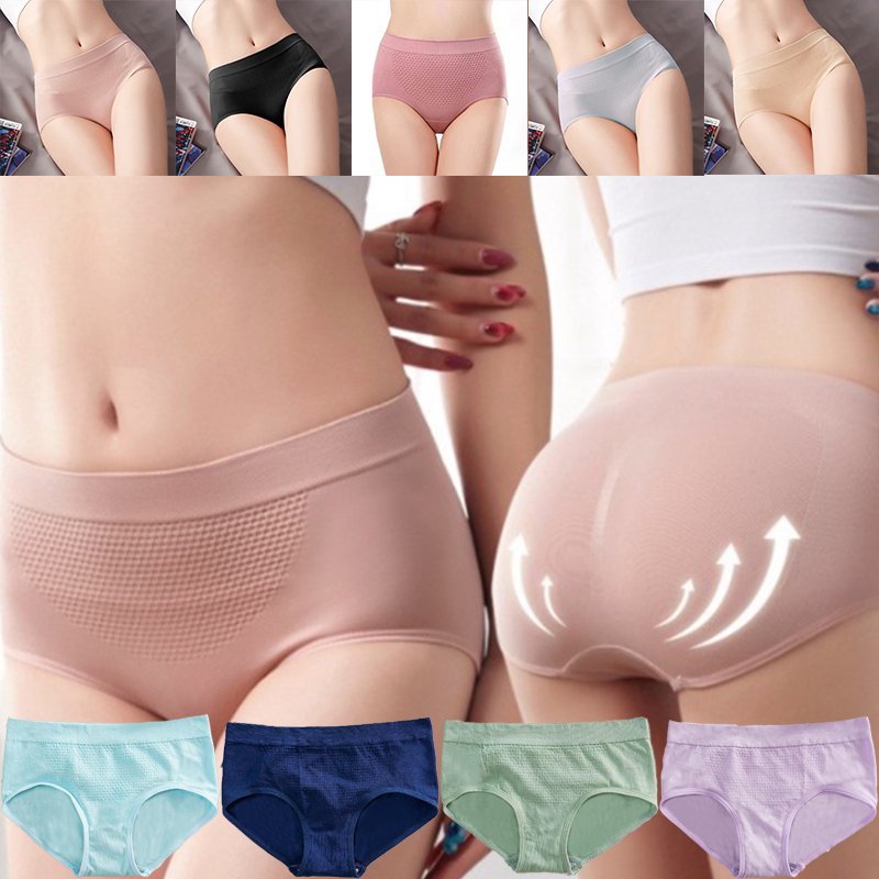 Celana Dalam Wanita Briefs Elastis Seamless Mid Waist Bahan Katun Lembut Sutra Underwear cd 156