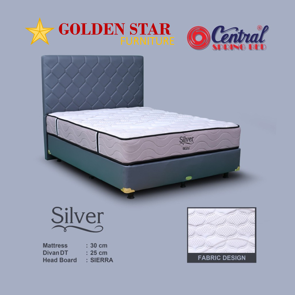 Central Spring Bed Silver Ukuran 120 / 160 / 180 / 200 full set
