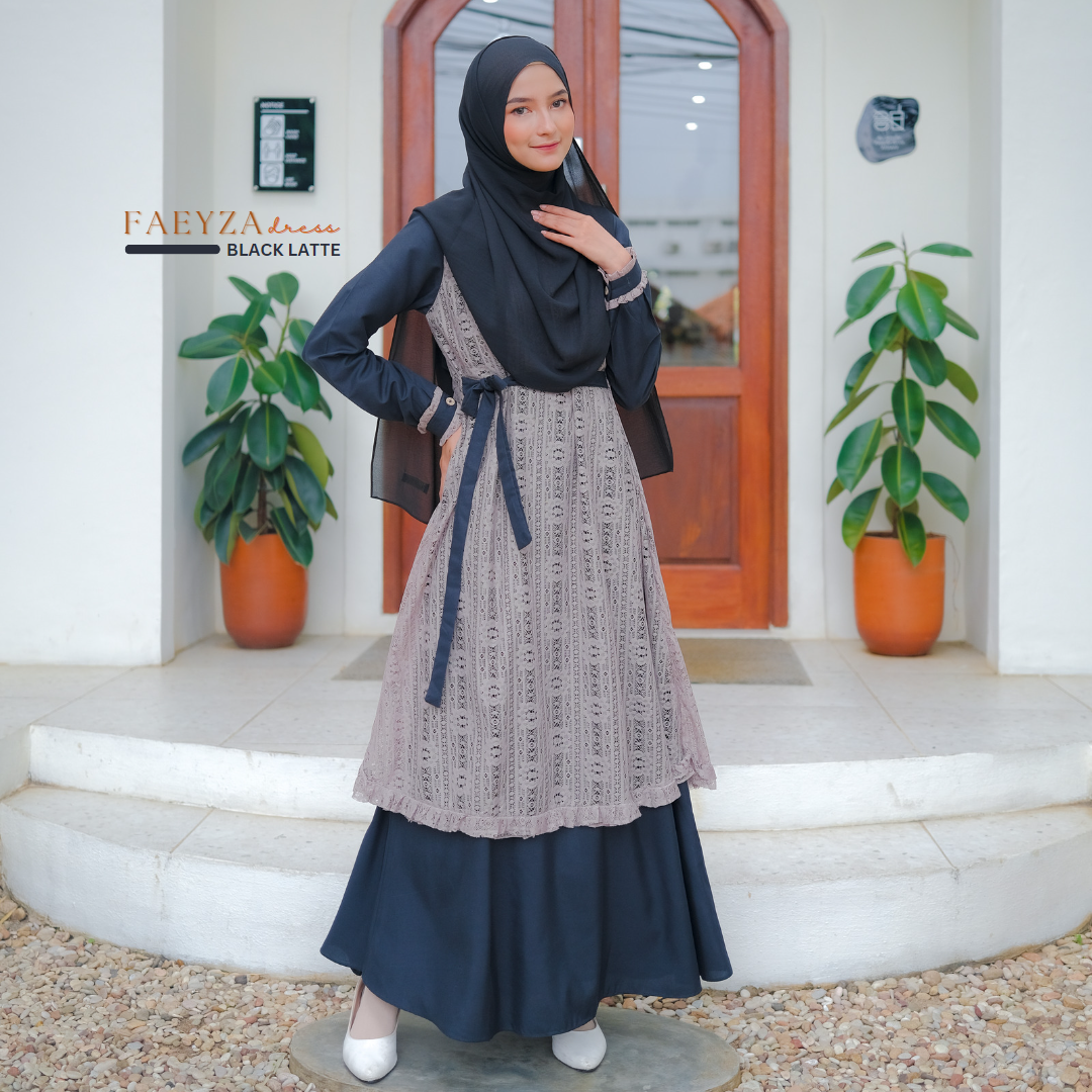 Riskirich Faeyza Dress Vol 3.0 Gamis Elegant Mewah Pesta Kombinasi Brukat Katun Kiyowo