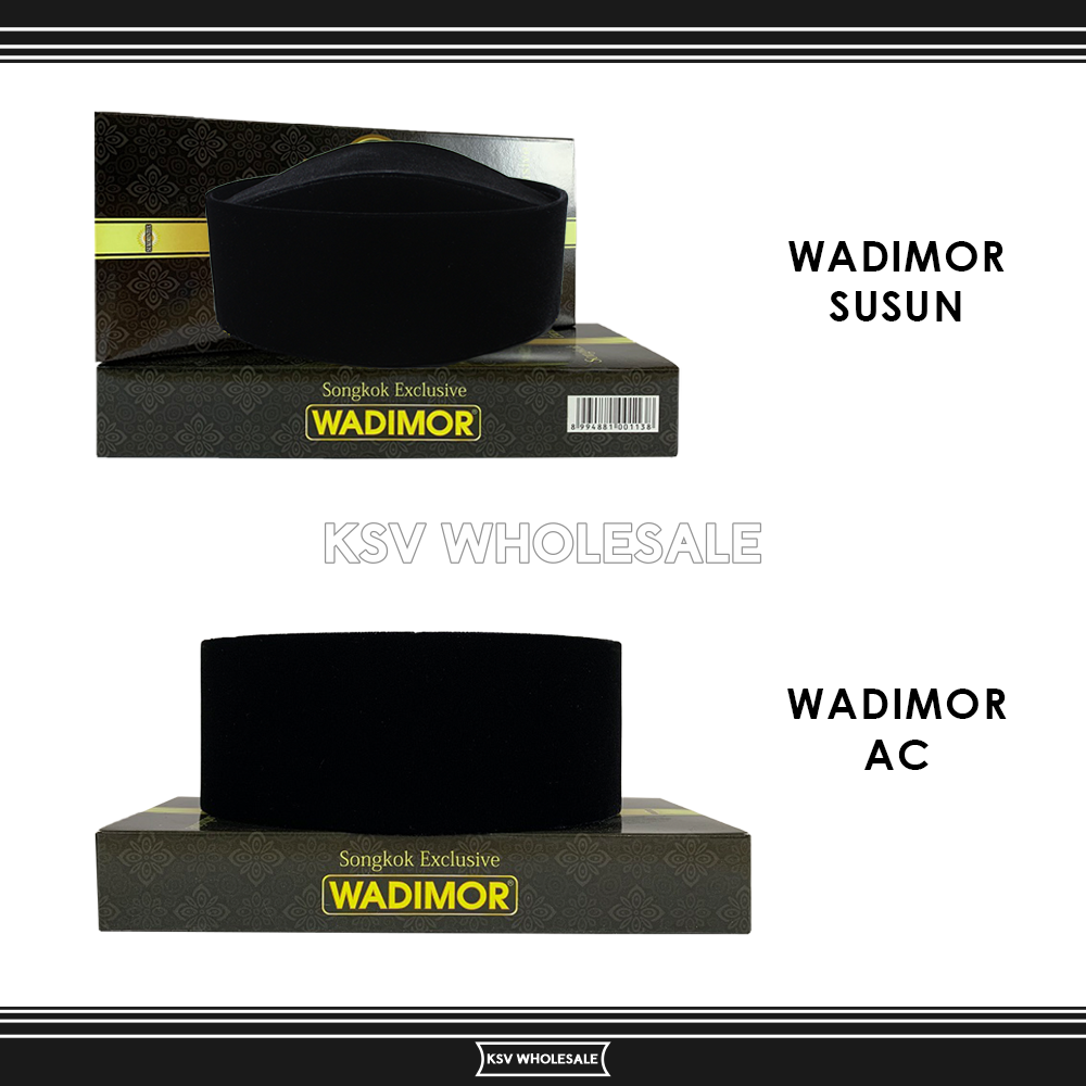 Songkok Wadimor AC, Non / Full AC, Susun, Hitam Maroon Merah ORIGINAL Tinggi 7 8 9 10 Cm Peci Solat 