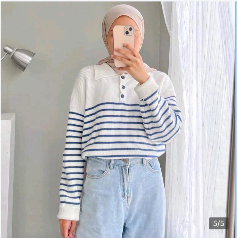 DAVINA KNITE SWEATER | SWEATER RAJUT WANITA KOREAN KEKINIAN KNITTED BLASTER