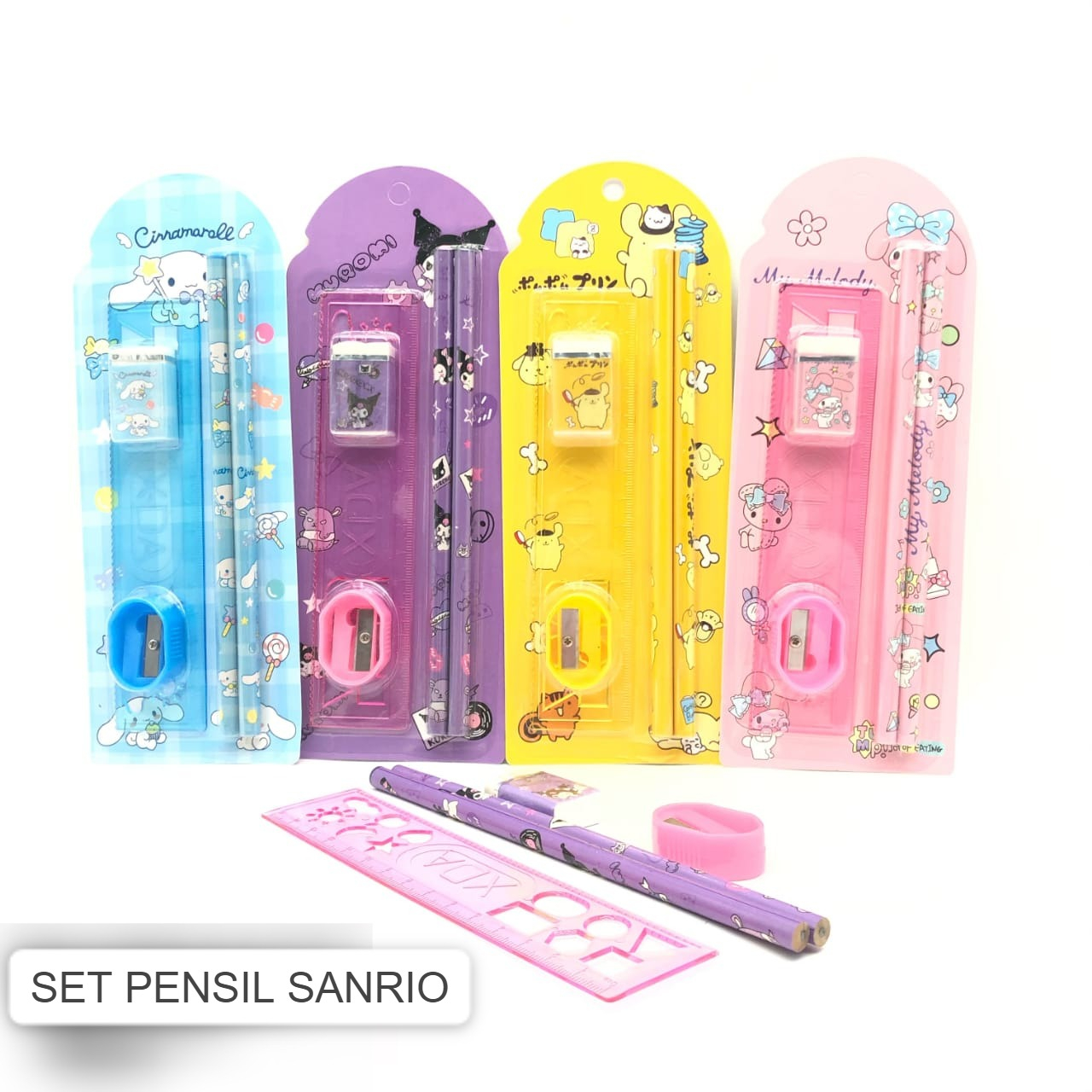 SET PENSIL STATIONERY SANRIO ALAT TULIS SEKOLAH ATS ATK PERALATAN SEKOLAH ANAK CINNAMOROLL MY MELODY KUROMI POMPOMPURIN @banyak