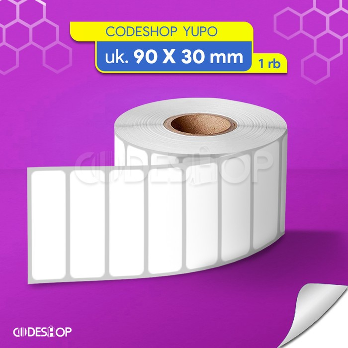 

Codeshop Label Yupo 90x30 mm 1 Line Core Kecil isi 1000 Stiker