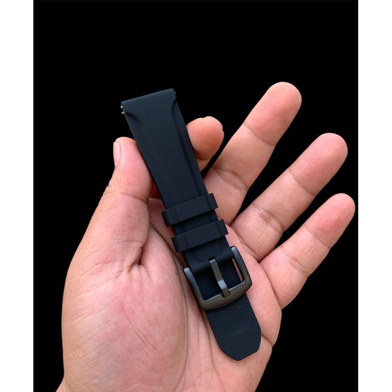 Strap tali jam tangan silicon lembut full hitam Size lug 24mm