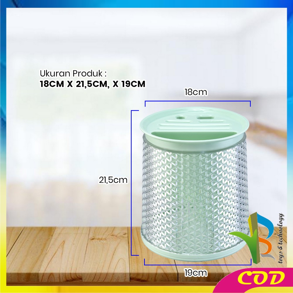 RB-C854 Tempat Sendok Garpu Sumpit Pisau Cutlery Holder Dengan Tirisan / Wadah Penyimpanan Rak Putar 360° Estetik Peralatan Dapur