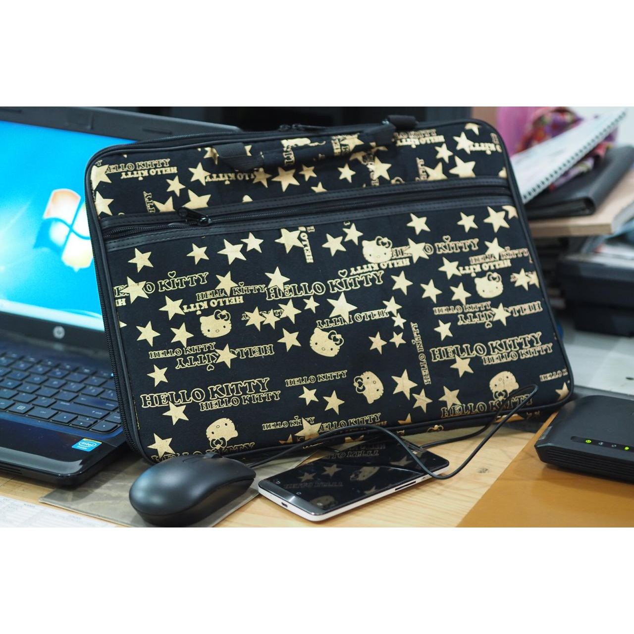 Tas laptop / case laptop selempang bahan bulu MOHAWK ukuran 12 inch code 40BL