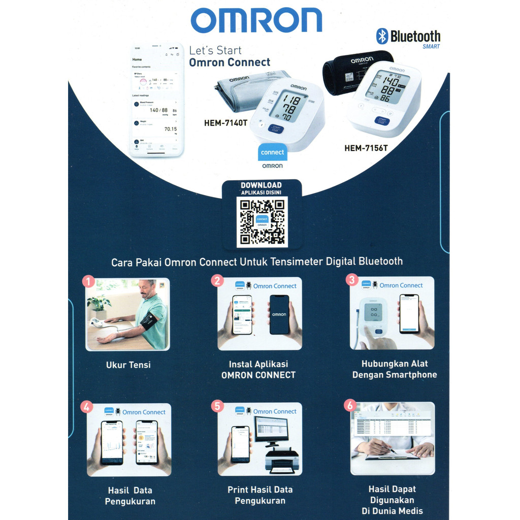 TENSIMETER DIGITAL OMRON HEM 7156T KONEKTIVITAS BLUETOOTH / TENSIMETER OMRON MANSET BESAR JUMBO / TENSIMETER OMRON HEM 7156T + CONNECT BLUETOOTH