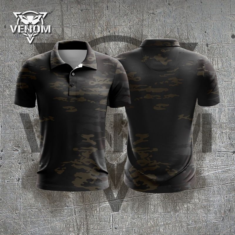 polo shirt jersy black multicam